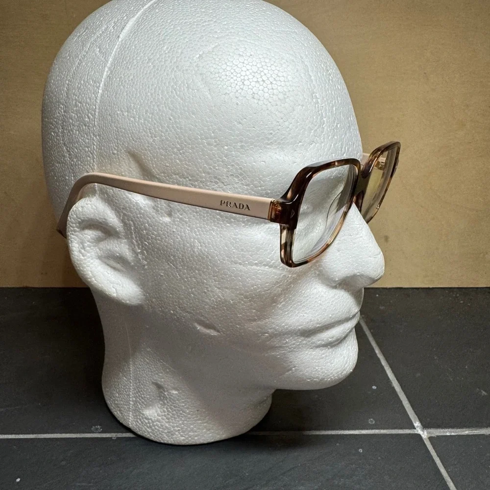 Y2K Style Prada‎ Havana Caramel Tortoise Beige Square Frames Italy w Case & Box